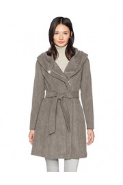 Cole Haan Women's Belted Asymmetrical Wool Coat With Oversized Hood - My look - $95.72 