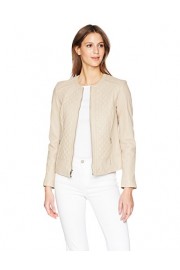 Cole Haan Women's Jewel Neck Quilted Leather Jacket - Mi look - $134.78  ~ 115.76€