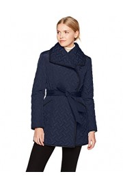 Cole Haan Women's Signature Quilted Belted Wrap Coat With PU Details - O meu olhar - $57.90  ~ 49.73€