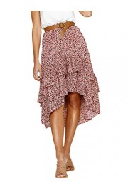Conmoto Women's Elegant High Waist Polka Dot Skirt Asymmetrical Layer Ruffle Long Skirt - Myファッションスナップ - $18.99  ~ ¥2,137