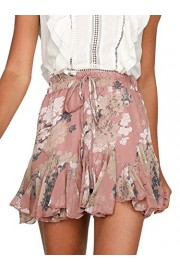 Conmoto Women's Floral Print Ruffle Mini Skirt Elastic High Waist A Line Skirt - My时装实拍 - $9.99  ~ ¥66.94