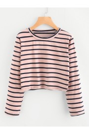 Cropped Stripe T-shirt - My时装实拍 - $10.00  ~ ¥67.00