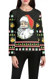 DREAGAL Women Long Sleeves Santa Claus Printed Christmas T Shirt Tops - Mi look - $29.99  ~ 25.76€