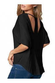 DREAGAL Women's Backless Batwing Sleeve T Shirt Open Back Loose Top - Mi look - $30.99  ~ 26.62€