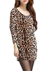 DREAGAL Womens Leopard Print Loose Knitted Tunic Shirt Blouse Tops - Mi look - $29.99  ~ 25.76€