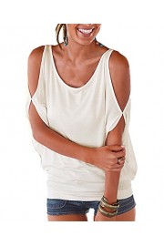 DREAGAL Womens Sexy Cold Shoulder Batwing Short Sleeve T Shirt Tops - Mój wygląd - $30.99  ~ 26.62€