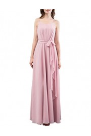 DRESSTELLS Long Bridesmaid Dress Spaghetti Straps Ruffle Evening Party Gowns with Belt - Моя внешность - $29.99  ~ 25.76€