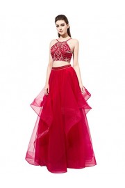 DRESSTELLS Long Prom Dress 2017 Two Pieces Asymmetric Tulle Evening Party Gowns - My look - $259.99 