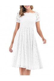 DRESSTELLS Women's Vintage Floral Lace Short Sleeve Boat Neck Cocktail Party Swing Dress - My look - $59.99 