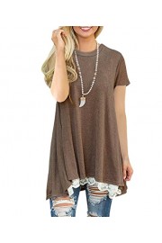 DUNEA Women's Tops Short Sleeve Lace Scoop Neck A-Line Tunic Blouse - My look - $14.99 