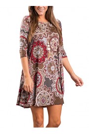Dearlovers Women Floral Print Long Sleeve Casual Dress With Pockets - My时装实拍 - $18.99  ~ ¥127.24