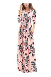 Dearlovers Women Floral Print Round Neck 3/4 Sleeve Casual Maxi Dress With Pockets - Mein aussehen - $27.99  ~ 24.04€