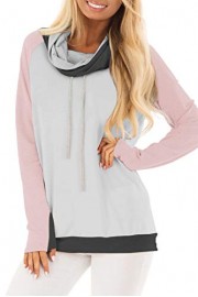 Dearlovers Womens Cowl Neck Long Sleeve Color Block Sweatshirts Pullover Tops - My时装实拍 - $17.99  ~ ¥120.54