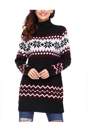 Dearlovers Womens Long Sleeve Snowflake Knit Turtleneck Jumper Long Ugly Christmas Sweater Tops - Myファッションスナップ - $27.99  ~ ¥3,150