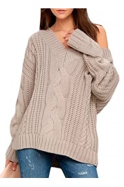 Dearlovers Womens Long Sleeve V Neck Loose Casual Knit Sweater Pullovers Tops - Il mio sguardo - $35.99  ~ 30.91€