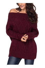 Dearlovers Womens Loose Cable Knitted Off Shoulder Sweater Pullover Tops - Il mio sguardo - $35.99  ~ 30.91€