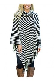 Dearlovers Womens Turtleneck Striped Poncho Causal Pullover Sweater Tops - My时装实拍 - $29.99  ~ ¥200.94