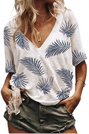 Dokotoo Womens Casual Short Sleeve V Neck Loose Tops Summer Blouses T Shirts - Moj look - $9.99  ~ 8.58€