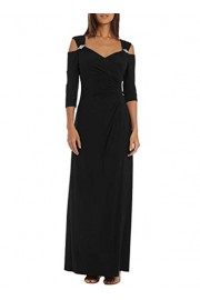 Dokotoo Womens Cold Shoulder 3 4 Sleeve Rhinestone Gown Evening Dress - Moj look - $25.99  ~ 22.32€