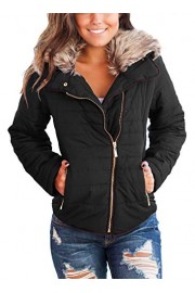 Dokotoo Womens Faux Fur Collar Zip Up Quilted Jacket Coat Outerwear S-XXL - Moj look - $37.99  ~ 32.63€