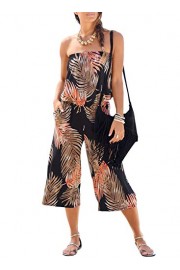 Dokotoo Womens Palm Printed Strapless Off Shouder Wide Leg Jumpsuits with Pockets - My look - $18.99 