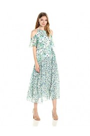 Donna Morgan Women's Cold Shoulder Flutter Sleeve Midi Dress - O meu olhar - $54.99  ~ 47.23€