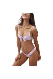 Doramode Womens Tie Knot Front Push-up Striped Digital Print Bandage Two Pieces Swimsuit Bikini - Il mio sguardo - $32.99  ~ 28.33€