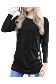 Doris Kids Women's Casual Tunic Top Sweatshirt Long Sleeve Blouse T-Shirt Button Decor - My look - $35.00 