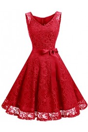 Dressystar Women Floral Lace Bridesmaid Party Dress Short Prom Dress V Neck - My look - $49.99 
