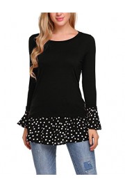 ELESOL Women Long Sleeve Dressy Blouses Ruffled Tunics Polka Dot Babydoll Tops - My look - $17.99 