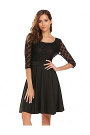 ELESOL Women Mesh Sleeve See Through Polka Dot A Line Flare Dress - Moj look - $12.99  ~ 11.16€