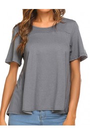 ELESOL Women's Casual Short Sleeve Loose Fit T Shirts Tops Solid Plain Shirts - My look - $12.99  ~ £9.87