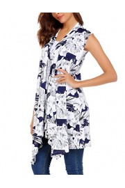 ELESOL Women's Classic Floral Color Sleeveless Asymetric Hem Open Front Cardigan - My look - $10.99 