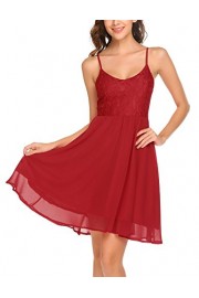 ELESOL Women's Sexy Spaghetti Strap Backless Lace Chiffon Swing A Line Dress - My look - $23.98 