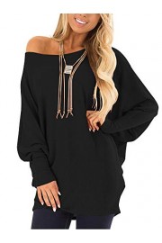 EZBELLE Womens Oversized Sweaters Off The Shoulder Tops Long Sleeve Pullover Sweater Knit Jumper - Mi look - $8.99  ~ 7.72€
