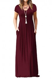 EZBELLE Women's Short Sleeve Maxi Dresses with Pockets Plain Loose Long Dresses - Mi look - $12.99  ~ 11.16€