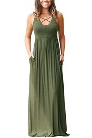 EZBELLE Women's Sleeveless Racerback and Long Sleeve Maxi Dresses with Pockets Plain Loose Long Dresses - My look - $12.99 