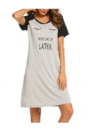 Ekouaer Sleepwear Women's Sleep Shirt Printed Nightgown Short Sleeve Scoopneck Nightshirt S-XXL - My时装实拍 - $11.99  ~ ¥80.34