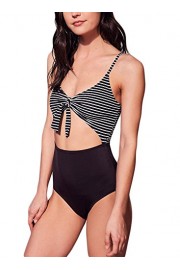 Elapsy Womens One Piece Swimsuit Tie Knot Front Cut Out High Waist Print Monokini Bikini - Moj look - $53.99  ~ 46.37€
