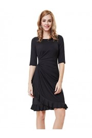 Ever-Pretty Half Sleeve Ruched Waist Ruffles Stretchy Wear to Work Dress 03900 - My时装实拍 - $56.99  ~ ¥381.85