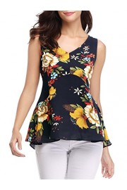 FENSACE Womens Summer Sleeveless V-Neck Loose Floral Tank Tops - My look - $12.99 
