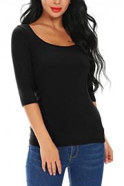 FISOUL Womens 3/4 Sleeve Tops Square Neck Slim Fit Basic Cotton Tee Shirts - Il mio sguardo - $16.99  ~ 14.59€