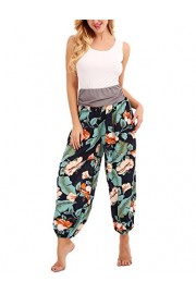 FISOUL Women’s Casual Yoga Pants Flowy Floral Print Elastic Waist Harem Pants - My look - $14.99 