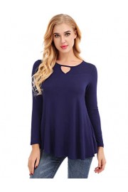 FISOUL Women's T-Shirts Casual Keyhole Tank Tops Long Sleeve Tunic Loose Swing Blouse - My look - $6.99 