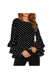 Fashion Women's Blouse Bell Sleeve Loose Polka Dot Shirt Ladies Casual Tops by TOPUNDER - My look - $7.94 