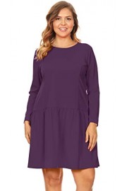 Flare Drop Waist Long Sleeve Plus Size Cocktail Dress - Made in USA - Il mio sguardo - $18.99  ~ 16.31€