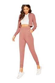 Floerns Women's 2 Piece Zipper Up Bomber Jacket Crop Top and Jogger Pant Sets - My look - $38.99 