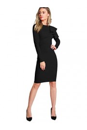 Floerns Women's Elegant Long Sleeve Knee Length Bodycon Dress Black-2 M - My时装实拍 - $25.99  ~ ¥174.14