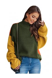 Floerns Women's Long Sleeve High Neck Cut and Sew Jumper Sweater Pullover - Moj look - $28.99  ~ 24.90€