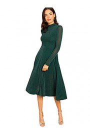 Floerns Women's Mock Neck Long Sleeve Stretch Glitter Party Dress Green S - My look - $32.99 